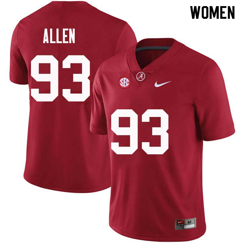 Alabama Crimson Tide Women's Jonathan Allen #93 Crimson NCAA Nike Authentic Stitched College Football Jersey CX16W76BR